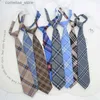 Neck Ties Neck Ties JK neckline boys and girls student lazy tie striped pure cotton tie womens shirt uniform dress accessories adjustable tie Y240325