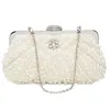 Totes Women Pearl Clutch Bags Evening Bag Purse Handbag For Wedding Chain Dinner Party White