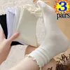 Kadın SOCKS 1/2/3 FAIRE Pamuk Ruffles ayak bileği lolita sevimli kawaii Kore çorap kız bahar siyah beyaz orta tüp Japon sox