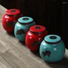 Opslagflessen Moderne Onregelmatige Geschilderde Ginkgo Blad Porseleinen Pot Keramische Afdichting Thee Koffie Snoep Tank Vochtbestendige Keuken Voedsel Kruiden