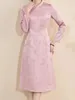 Повседневные платья EVNISI, осенне-зимнее женское элегантное розовое платье трапециевидной формы, офисное платье с длинными рукавами, Cheongsam в китайском стиле, 2024