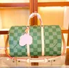 2024 new Big green grid travel bags designer tote luxury keepall 50cm handbag upscale duffle bag Fitness holiday bag top quality Genuine leather shoulder bags M41418