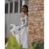 Aso Ebi arabe Oct grande taille gaine ivoire luxueux robe de mariée perles dentelle détachable Train robes de mariée robes ZJ es