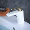 Zlew łazienki krany Mikser Basen kranowe krany czarno -białe złoto/nikiel mosiądz zimny pojedynczy otwór pokład montowany woda do mycia