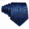 Cravates Cravates Mode Marine Paisley Soie Hommes Cravate Cadeau De Mariage Barry.Wang Designer Cravate Mouchoir Boutons De Manchette Ensemble Business Groom LN-5413 Y240325