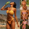 2024 Nieuwe gesplitste bikini bedrukte beha sexy strak strandzwempak voor vrouwen