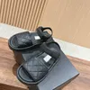 Women sandals designer slippers fashion luxury genuine leather mirror quality summer beach shoes comfortable platform 5 color available with box