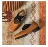 Casual Shoes Square Toe Ballet For Women Spring/autumn Retro Mary Jane Women's Thick Heeled Lace Up Flat Sole Single