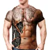 Sexy Fi Muscle Tattoo Criativo Hip Hop Engraçado Cara Durão Verão Crewneck Manga Curta T-shirt Top 3D Harajuku Imprimir Novo c4gn #