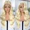 Lovsoul 13x6 HD Glueless Frontal Wigs Pre-Plucked, 200 Density 613 Liknande mänskligt hår Syntetiskt Long Body Wave Spets Front Wig Ready to Wear, 26-tum #613 Blond