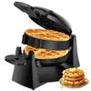 Fabricante de waffle, 1400W Ferro de waffle belga de duas camadas com 180 °, 8 peças, discos rotativos e não bastes, bandeja de gotejamento destacável para facilitar a limpeza, frio