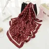 Sarongs New Fashion Silk Dot Square Scarf 90 * 90cm Womens Neckline Headband Bag Warp Knitted Soft Neckline Scarf Headband Foulard 24325