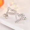 Stud Earrings Exquisite Women's Heart Earring Sweet Romantic White Zircon Crystal Rose Gold Plated Bridal Wedding Jewelry