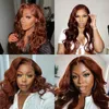 Lace Wigs Klaiyi Body Wave 33B Reddish Brown Front Wig 13X4 Human Hair Baby For Women Bury 99J Super Saving Drop Delivery Products Dh1Ho