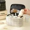 Storage Bags Nylon Cosmetic Bag Large Capacity Solid Color Zipper Wash Toiletries Organizer Cylinder Makeup Case Travel