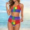 Women's Swimwear Sexy Colorblock Print Bikinis Set Geometry Funny Bikini Swimsuit High Waist Surfing Oversize Bathing Suit