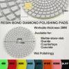 Tang Shdiatool 7pcs/set 4"/100mm Diamond Wet Flexible Polishing Pads White Bond 8 Kind Grits White Resin Bond Stone Sanding Disc