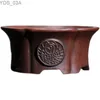 Planters POTS PURPLE SAND CIRCLE BONSAI POT TRADITION Kina snidade suckulenter trädgårdsdekoration 240325