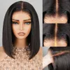 MEGALOOK 12A Wear and Go Glueless Cut 6x6 Closure Wigs Human Hair 220% Density Straight Short Pre Plucked Bleached Tiny Knots Bob Wig 12 Inch