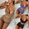 Nieuw sexy bikinibadpak met effen kleur en platte hoek en schroefdraad voor dames 101