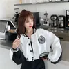 MEXZT Frauen Patchwork Stickerei Ernte Baseball Mäntel Koreanische Mode Langarm BF Jacken Frühling Retro Streetwear Dame Outwear 240319