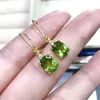 Pendientes colgantes Perdioto Natural 7mm 9mm peridoto Simple gota de plata sólida 925 regalo de joyería para mujer