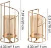 Kerzenhalter Metalldrahthalter Set von 2 Glassäulen Gold dekorativen Tee -Kerzeninhaber für Heimtischdekorationen