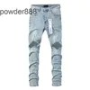 Calça jeans roxa da moda hip hop perfurada personalizada americana b7g2