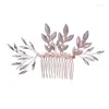 Hair Clips Barrettes Trendy Leaf Headband Luxury Crystal Pearl Rhinestone Comb Clip For Women Prom Bridal Accessories Jewelry Pin Drop Ot3Mp