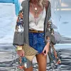 WeHello 2023 Summer Bohemian Casual Cloak Cardigan for Swimsuit woman Beach Swimwear Tops Long Sleeved Shawl Chiffon Shirt 240320