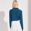 Womens Blouses Shirts Fall Spring Fashion Office Ladies Blue Navy Ruffles Long Sleeve Cardigan Chiffon Blouse Slim Loose For Women Dro Ot14B