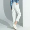 Короткие белые джинсы Harlan для женщин, осень 2023, новые женские брюки оверсайз с высокой талией для папы-морковки