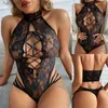 Sexig uppsättning Sexig Teddy Lace Lingerie Vuxen Erotisk pornografisk frestelse Pyjamas för kvinnor Transparent Open Crotch Intimates Babydoll Underkläder C24325