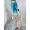 Koszulki damskie moda miyake plisowana lato luźna cienka koszulka modna gradient Slim Silhouette Top moderia