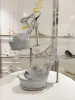 Femmes de luxe d'été Margot Sandals Chaussures en daim cristal à lanière ornée en velours rouge noir haut talons