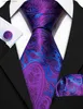 Cravatte al collo Eleganti uomini viola cravatte di seta Paisley intrecciata jacquad cravatta per cuffie tascabili set party set da festa barry.wang FA-640 Y240325