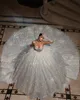 Superbe robe de bal de cristal robe de mariée pour mariée paillettes perles robes de mariée spaghetti robe de Noiva Dubaï saoudien arabe illusion corsage robes de mariée