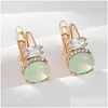 Boucles d'oreilles lustre pendantes Gkins luxe vert naturel Zircon pour femmes 585 couleur or Rose rétro fête bijoux fins cadeau livraison directe Otnex