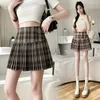 Saias verão saia plissada mulheres coreano vintage xadrez mini menina kawaii cintura alta uniforme escolar a-line curto t948