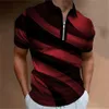 2023 T-shirts Men Zipper Gradient Original Turndown Oversized Quarter Polo Shirt Breathable Tops Men's Clothing Short Sleeve Tee 42ER#