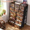 Enhomee 16 Drawer, Dressers & Chests of Drawers, Tall Bedroom, Bedroom Furniture Drawer for Closet Entryway, Dresser Organizer with Fabric Bins