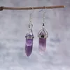 Boucles d'oreilles pendantes en pierre de Quartz naturelle véritable, Point de guérison, cristal Chakra hexagonal, goutte d'oreille