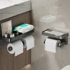 Toalettpappershållare aluminiumlegering vävnad rack badrum väggmontering wc papper telefonhållare hylla handduk rullhylla tillbehör 240318