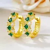 Gestüt Ohrringe S925 Silberohrschsten Mode farbenfrohe Schatz Großmutter Green Diamond Daily Retro Vielseitiger Ohrringschmuck