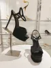 Femmes de luxe d'été Margot Sandals Chaussures en daim cristal à lanière ornée en velours rouge noir haut talons