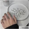 Ringe vsnow minimalist Sier Farbbrief offen verstellbarer Ring für Frauen exquisite Bling -Strass -Party -Schmuck Mode Dro Drop del otyj7