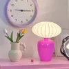 Pink Girl Heart Table Lamp sovrum barns sänghuvud keramisk retro atmosfär dekorativ ljus fixtur tyg skugga skrivbord lampor