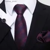 Nackband nacke slipsar pasily slips för män bra kvalitet slips hanky manschetten set slips slips lila bombre formell klädgåva till pojkvän y240325