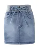 Damesshorts Vrouwelijke mode Contrasterende binding Gescheurd trekkoord Denim Skorts Temperament Woon-werkverkeer Zomer Casual korte broek