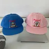 Korean Cute Bear Embroidered Flat Brim Baseball Cap Spring and Summer Fashion Sweet Pink Show Face Little Womens Hats 240311